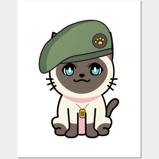 Green Beret Siamese cat Posters and Art